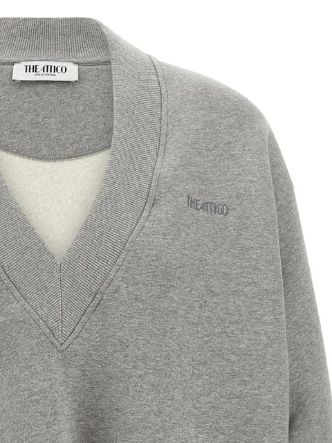 The Attico logo-embroidery V-neck sweatshirt - Grey