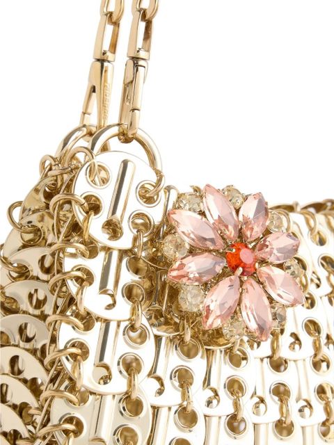 Rabanne 1969 strass-flower shoulder bag - Gold