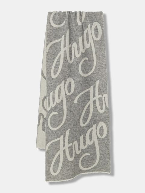 HUGO szalik wełniany Byanca_40*180 kolor szary wzorzysty 50524789 - zdjęcie produktu nr 1