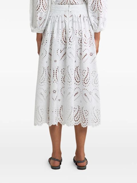ETRO broderie-anglaise midi skirt - White