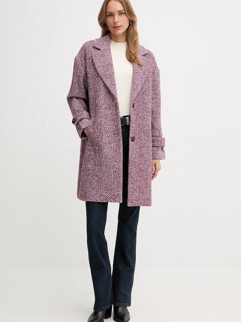United Colors of Benetton płaszcz z dodatkiem wełny kolor fioletowy 2M9SDN08T - zdjęcie produktu nr 2