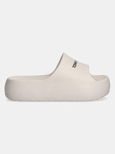 Tommy Jeans klapki TJW FLATFORM POOL SLIDE ESS damskie kolor beżowy na platformie EN0EN02763 - zdjęcie produktu nr 2