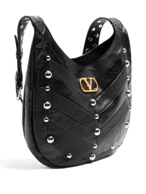Valentino Garavani small Hoboho chevron-quilted studded shoulder bag - Black