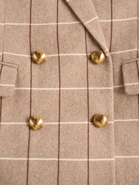 Valentino Garavani windowpane-check double-breasted blazer - Neutrals