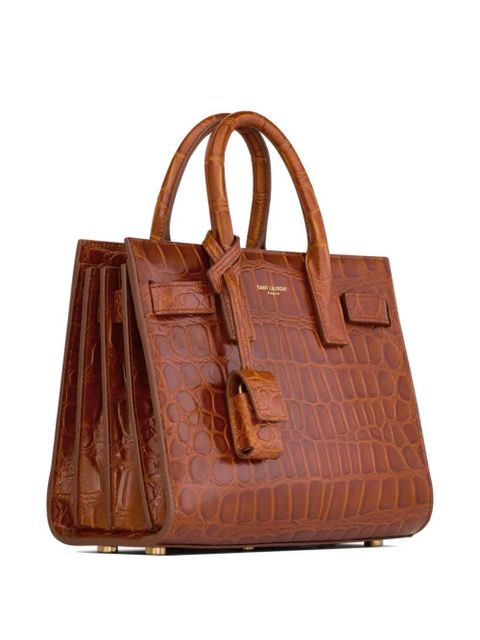 Saint Laurent nano Sac De Jour crocodile-effect leather tote bag - Brown