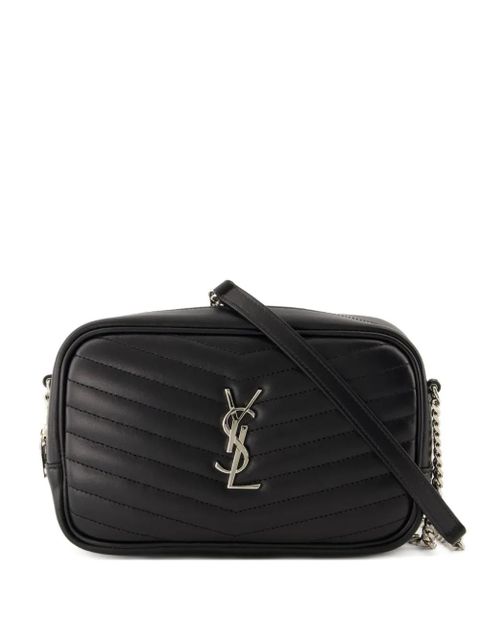 Saint Laurent mini Lou chevron logo shoulder bag - Black