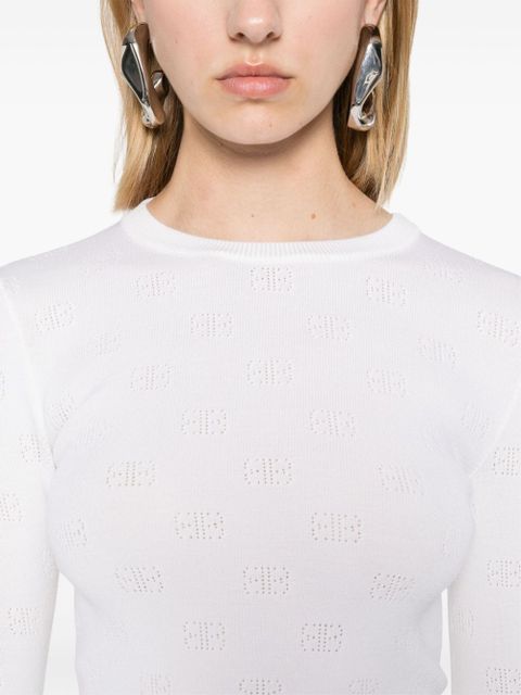 Balenciaga BB-pattern open-knit jumper - White