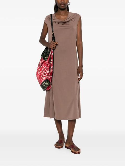 Max Mara cowl-neck cap-sleeves midi dress - Brown - zdjęcie produktu nr 2