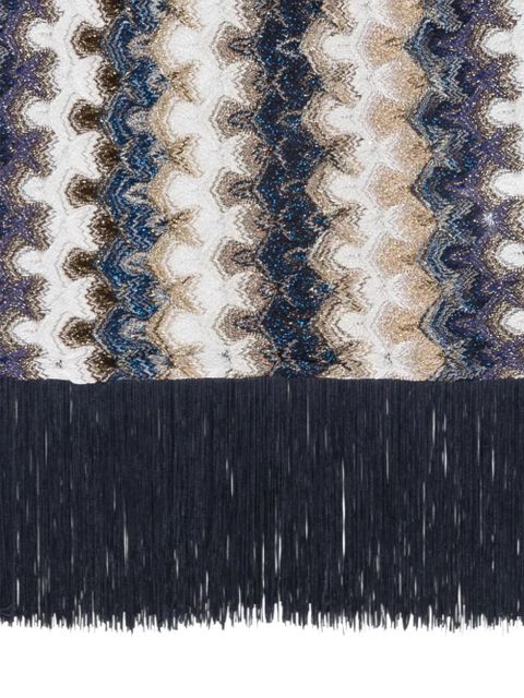 Missoni zigzag-knit fringed scarf - Neutrals