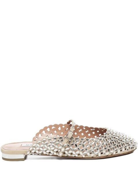 Aquazzura beaded open-toe mules - Silver - zdjęcie produktu nr 1