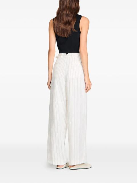 SANDRO belted striped wide-leg trousers - Neutrals