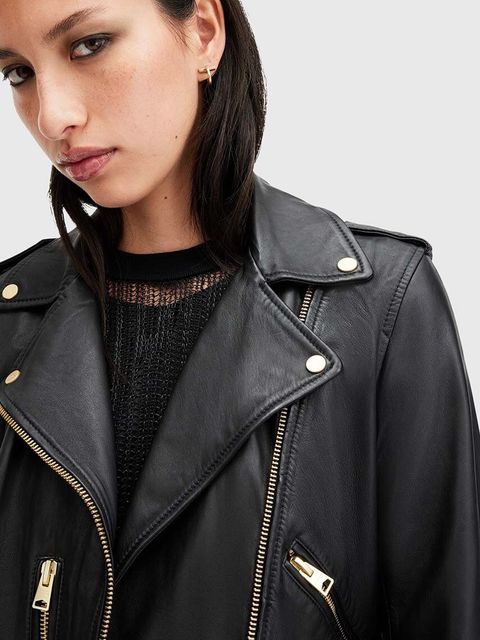 AllSaints kurtka skórzana BALFERN BIKER damska kolor czarny przejściowa W084LB - zdjęcie produktu nr 2