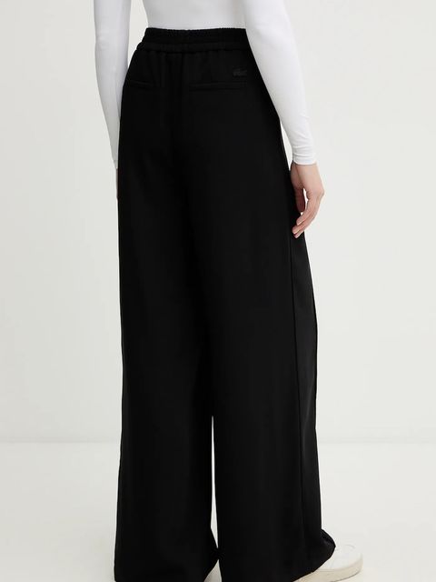 Lacoste spodnie damskie kolor czarny proste high waist HF2627