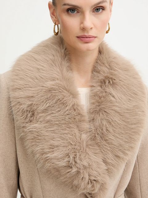 Morgan płaszcz z dodatkiem wełny kolor beżowy GPEAKS