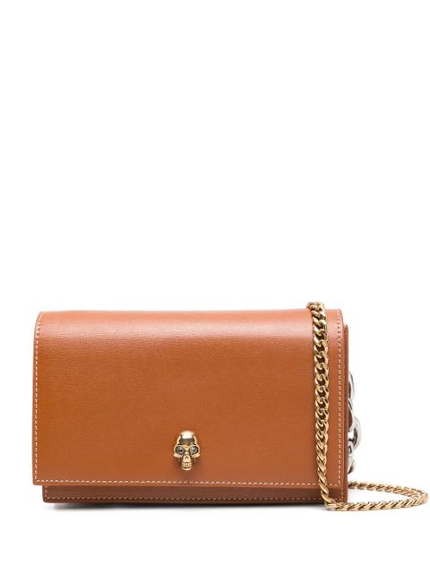 Alexander McQueen skull-appliqué leather crossbody bag - Brown - zdjęcie produktu nr 1