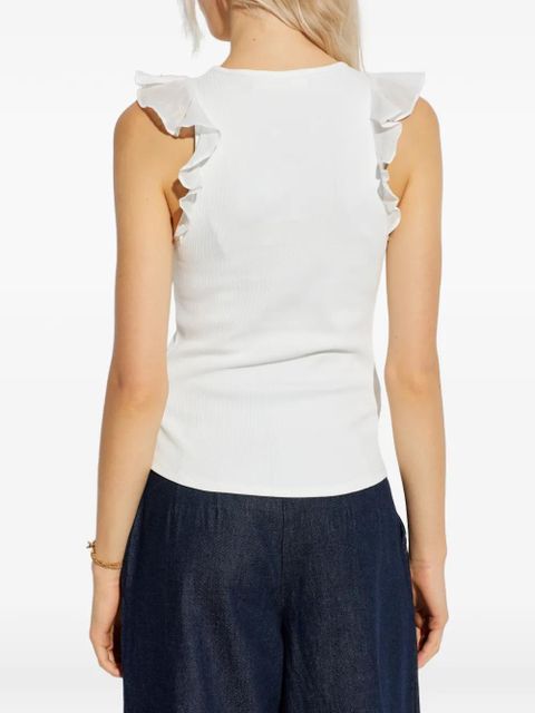 ZIMMERMANN Awaken ruffled-trim ribbed tank top - White