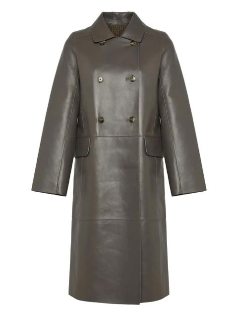 Yves Salomon double-breasted leather coat - Grey - zdjęcie produktu nr 1