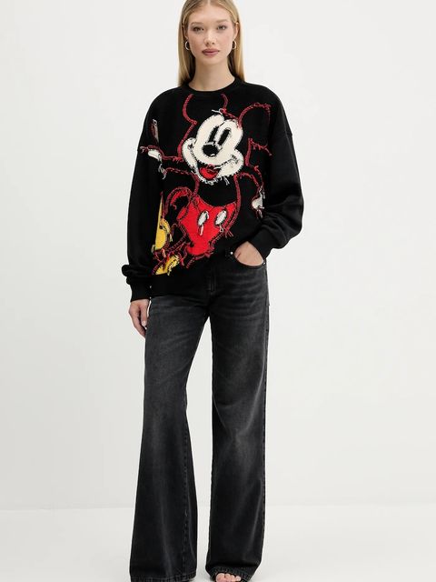 Desigual bluza HELLO MICKEY damska kolor czarny wzorzysta 25WWSK14