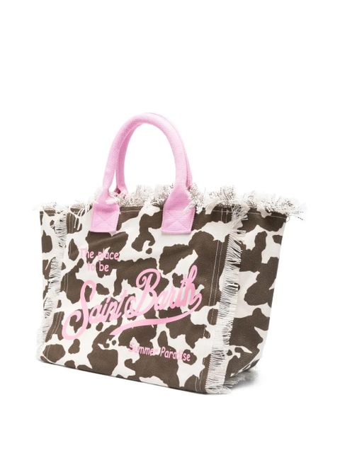 MC2 Saint Barth Vanity cow-print frayed tote bag - White - zdjęcie produktu nr 2