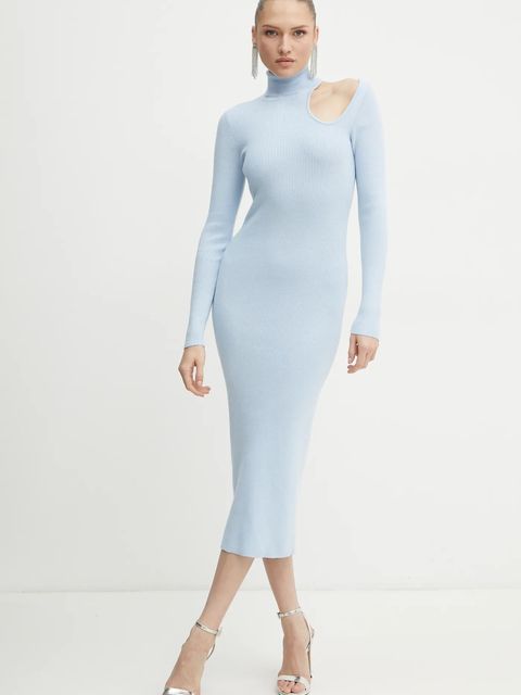 Bardot sukienka OLESA kolor niebieski midi dopasowana 59580DB