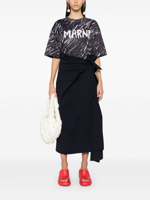 Marni Scribble logo jersey T-shirt - Black - zdjęcie produktu nr 2