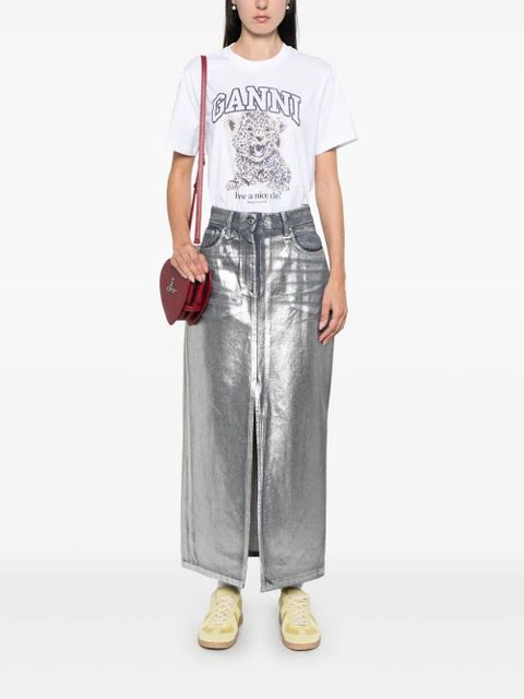 GANNI leopard jersey T-shirt - White