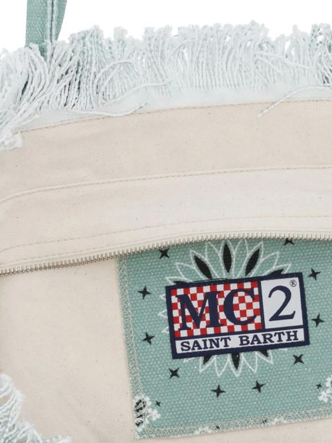 MC2 Saint Barth Vanity bandana-print fringed tote bag - Green