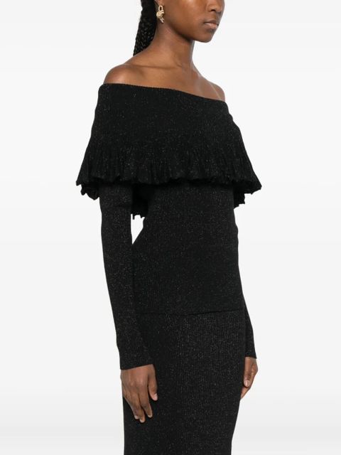 TWINSET ruffled off-shoulder sweater - Black
