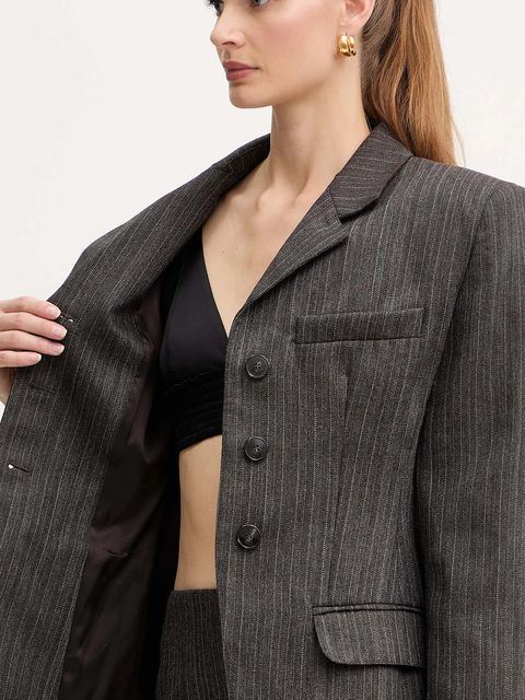 Marella marynarka wełniana kolor brązowy jednorzędowa wzorzysta 2523046052200