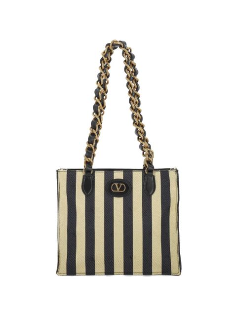 Valentino Garavani striped chain tote bag - Black - zdjęcie produktu nr 1