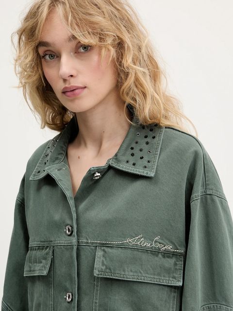 Stine Goya kurtka bawełniana kolor zielony przejściowa SG-PF25-J049-2393