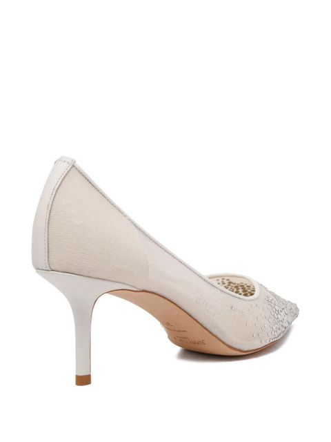 Jimmy Choo 85mm crystal-embellished mesh pumps - White