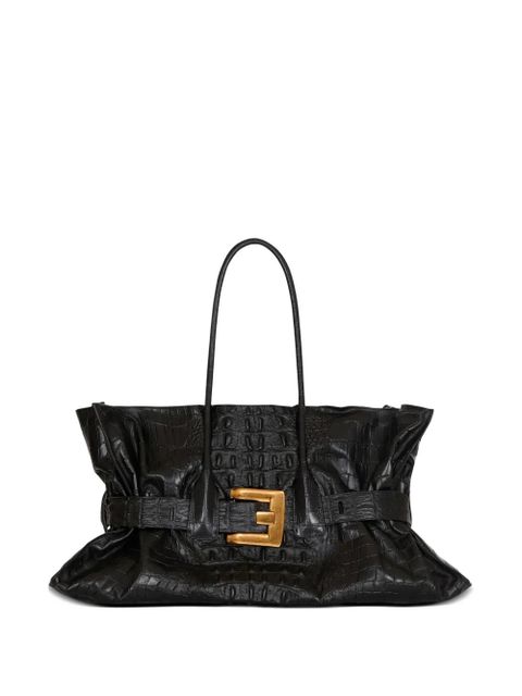 Balmain XL Anthem embossed-crocodile buckle tote bag - Black - zdjęcie produktu nr 1