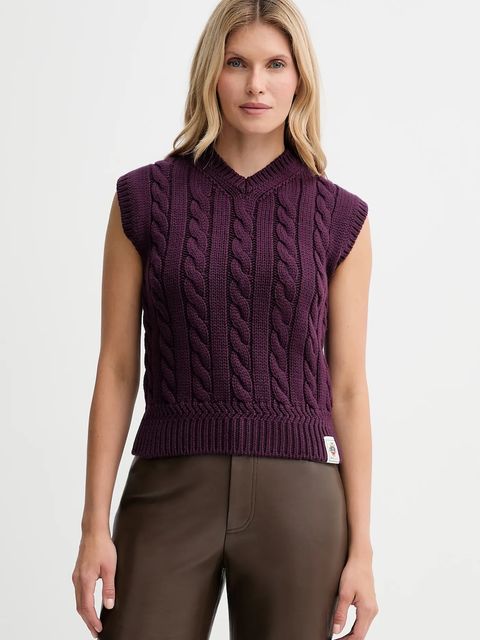 Bally kamizelka wełniana damski kolor fioletowy ciepły WKN0AN - zdjęcie produktu nr 1