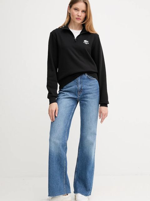 Lacoste bluza bawełniana kolor czarny z nadrukiem SH2735