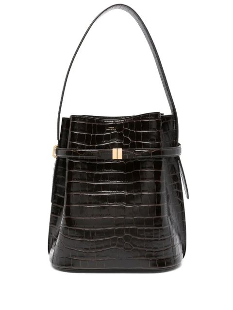 TOTEME belted crocodile-embossed bucket bag - Brown - zdjęcie produktu nr 1