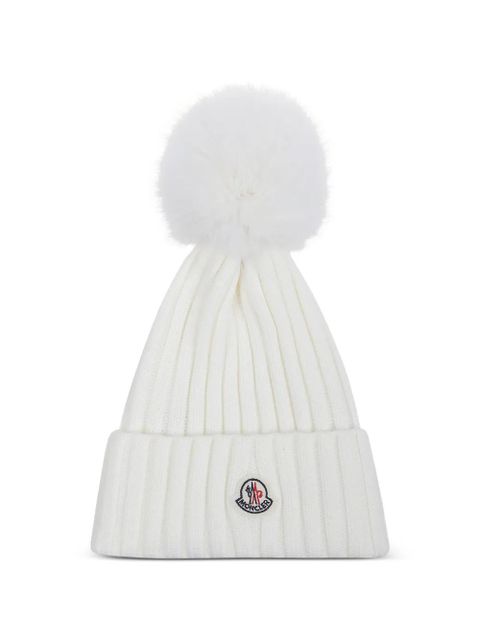 Moncler pompom knitted beanie hat - White - zdjęcie produktu nr 1