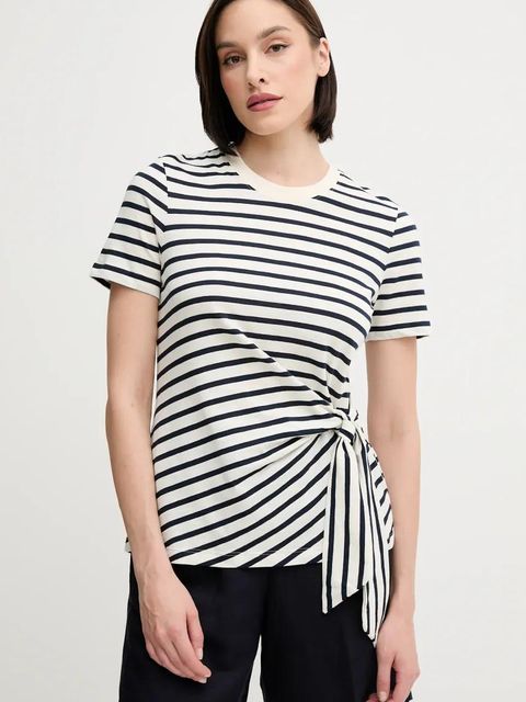 Tommy Hilfiger t-shirt bawełniany damski kolor beżowy WW0WW44559 - zdjęcie produktu nr 1
