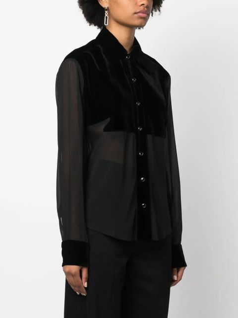 TOM FORD panelled buttoned silk shirt - Black