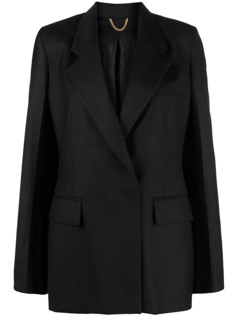 Victoria Beckham double-breasted virgin wool-cotton blazer - Black - zdjęcie produktu nr 1