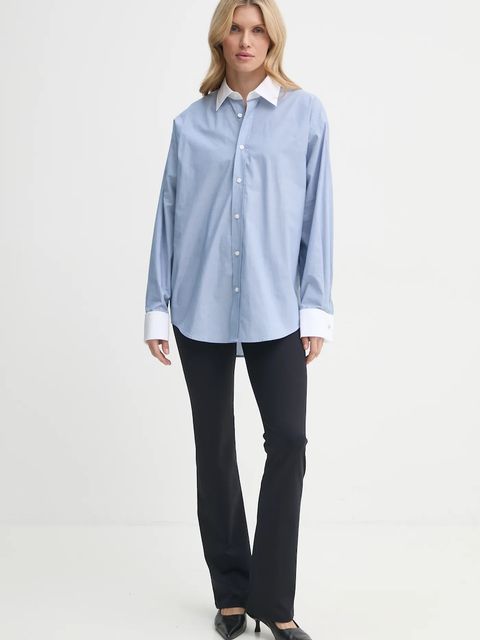 Filippa K koszula bawełniana damska kolor niebieski relaxed z kołnierzykiem klasycznym 31105 - zdjęcie produktu nr 2