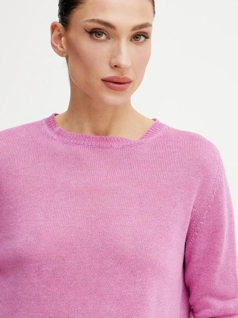 Weekend Max Mara sweter lniany damski kolor różowy lekki 2515361052600