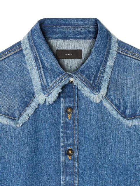 Alanui Pacific Roads frayed-hem denim shirt - Blue