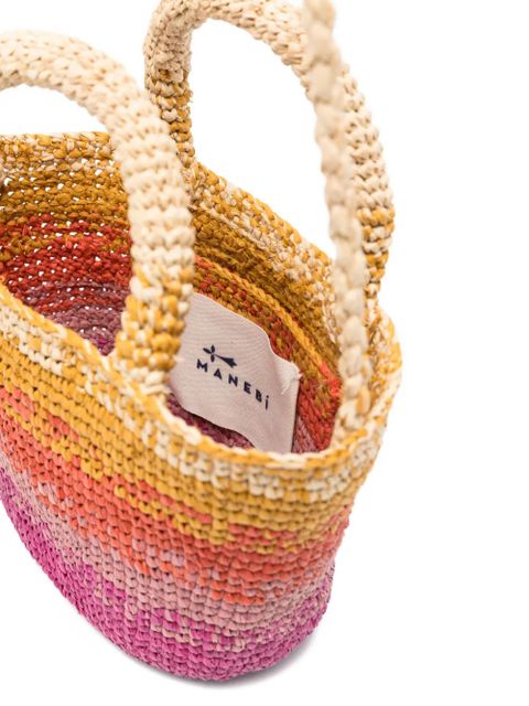 Manebi mini Panier raffia tote bag - Pink