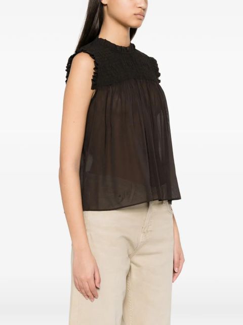 PINKO Ariccia smocked ruffled top - Brown