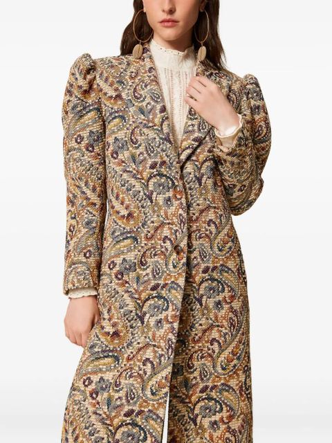 TWINSET puff-sleeve paisley coat - Neutrals