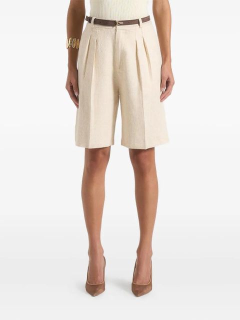 Manière De Voir Lorette double-pleat linen shorts - Neutrals - zdjęcie produktu nr 1