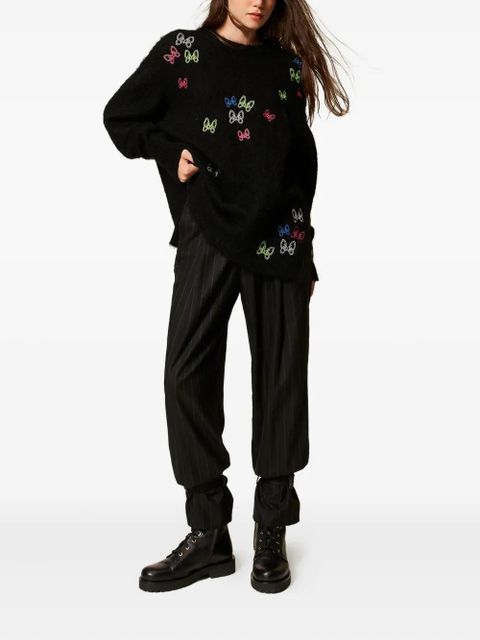 TWINSET pinstripe cuff-strap trousers - Black - zdjęcie produktu nr 2