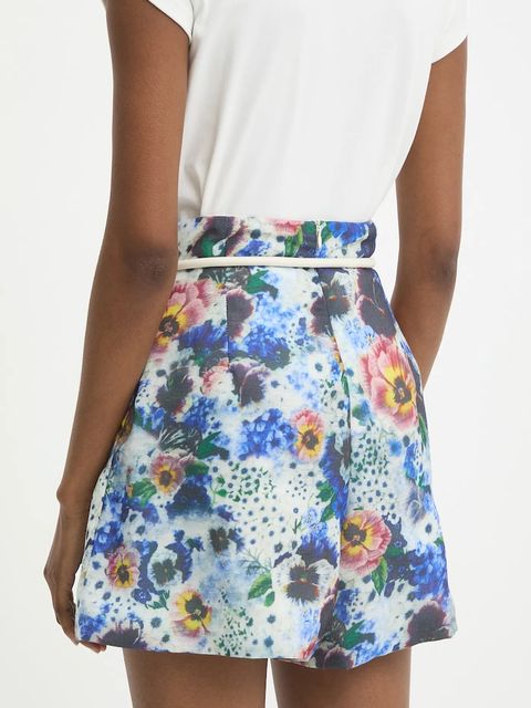 Answear.LAB szorty damskie kolor niebieski wzorzyste high waist