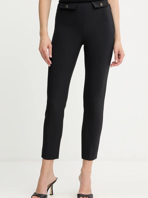 Elisabetta Franchi spodnie damskie kolor czarny dopasowane high waist PA12056E2 - zdjęcie produktu nr 1